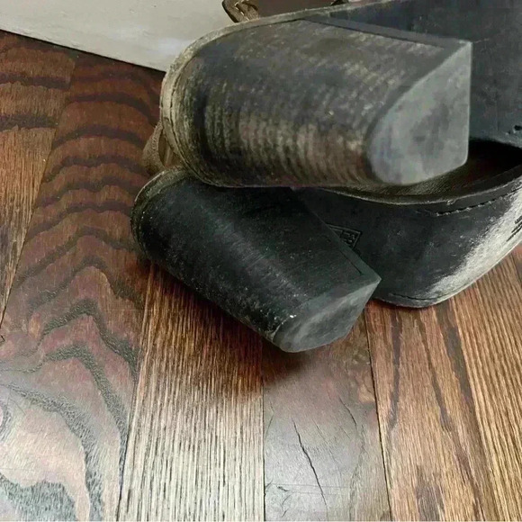 Frye Izzy Artisan Peep Toe Mule Booties Wm Sz 9 B Brown Leather Slingback Sandal - Picture 7 of 16